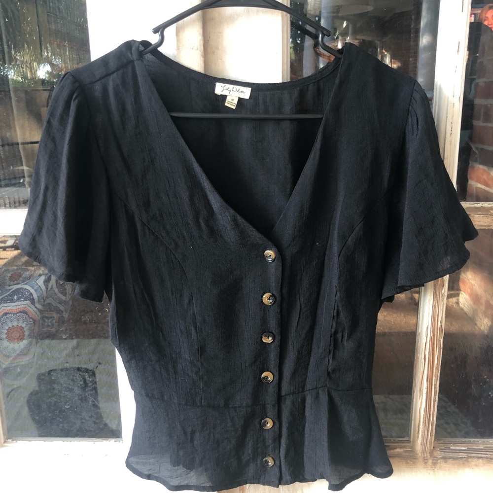 Black short sleeved blouse